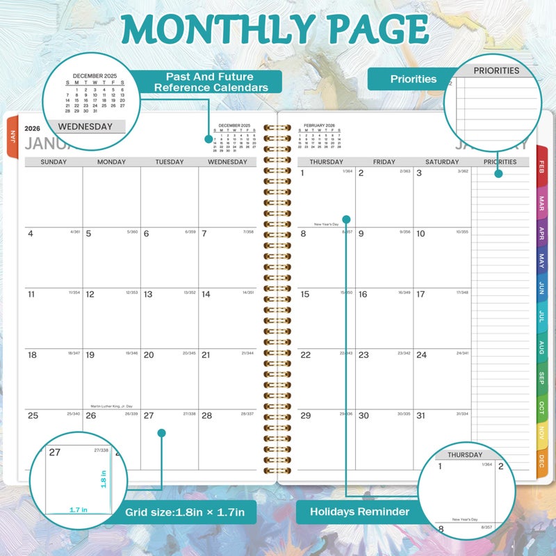 MaaIbok 2026 Appointment Book - 2026 Daily Hourly Planner, Weekly Appointment Book, Jan 2026 - Dec 2026, 8.5 "" x 11 "", Monthly Tabs, 30-Minute Interval, Holidays, Back Pocket - Image 3